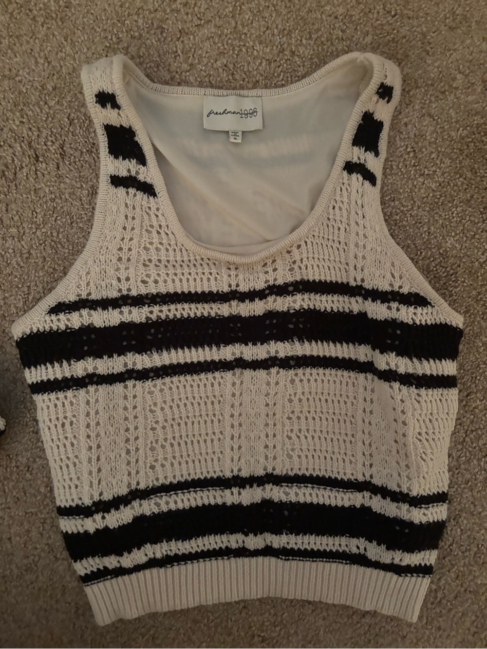 Freshman Cream and Black Crochet Tank Set - Picture 2 of 6